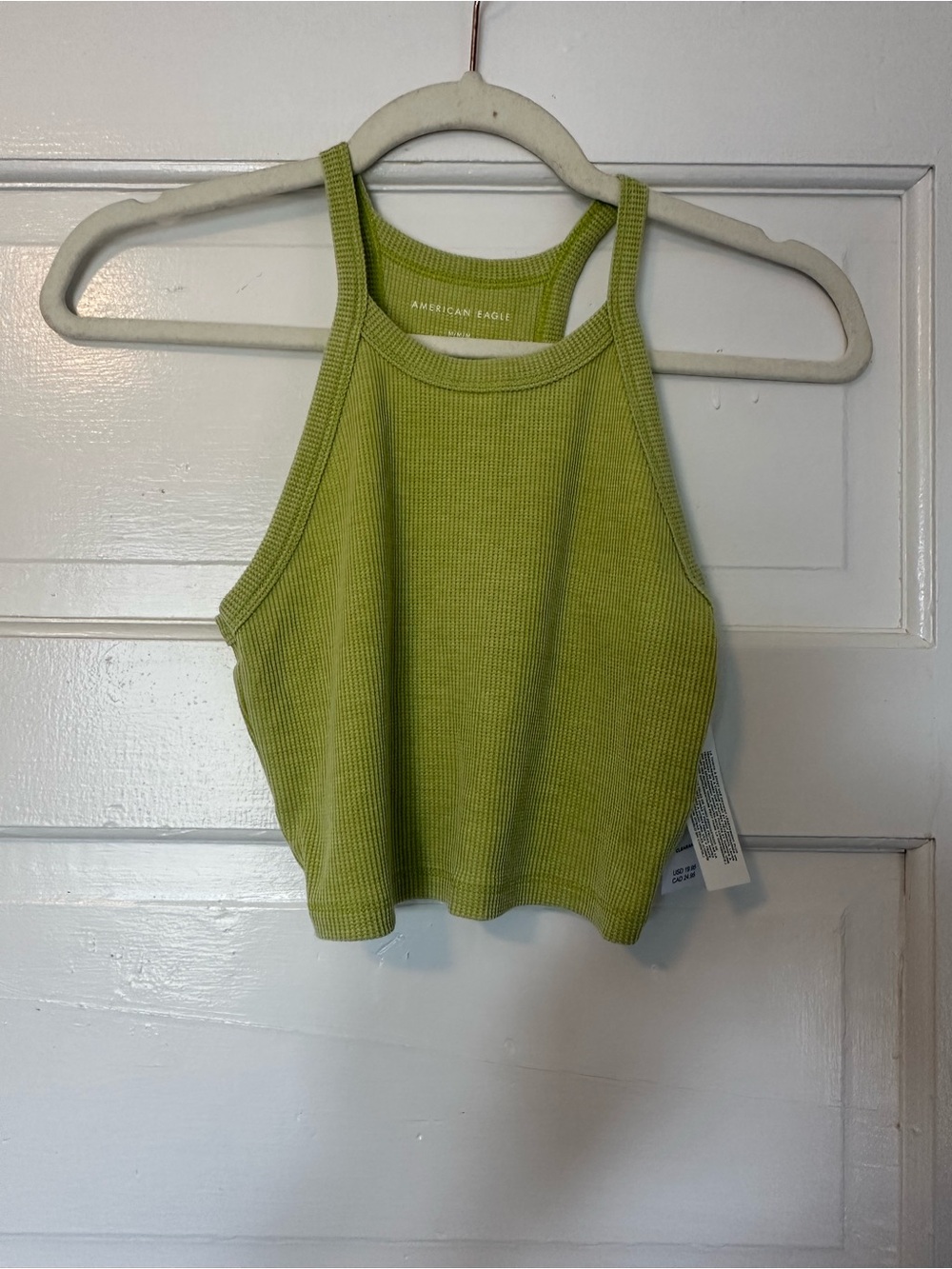 American Eagle Waffle Knit High Neck Crop Tank NWT Sz M